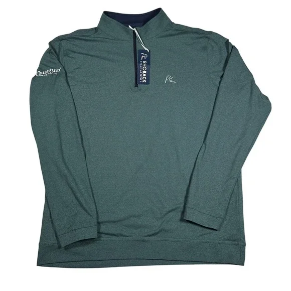 Rhoback Quarter Zip Pullover Mens Large Green NWT The Ponderosa Performance Golf - Picture 2 of 5